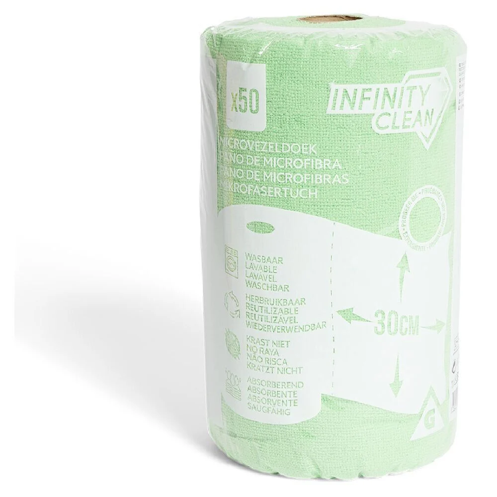 Rouleau de 50 chiffons en microfibre vert