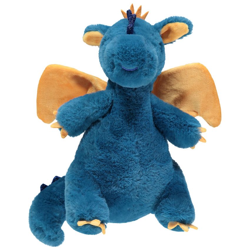 Dragon en peluche 25 cm - Bleu moyen