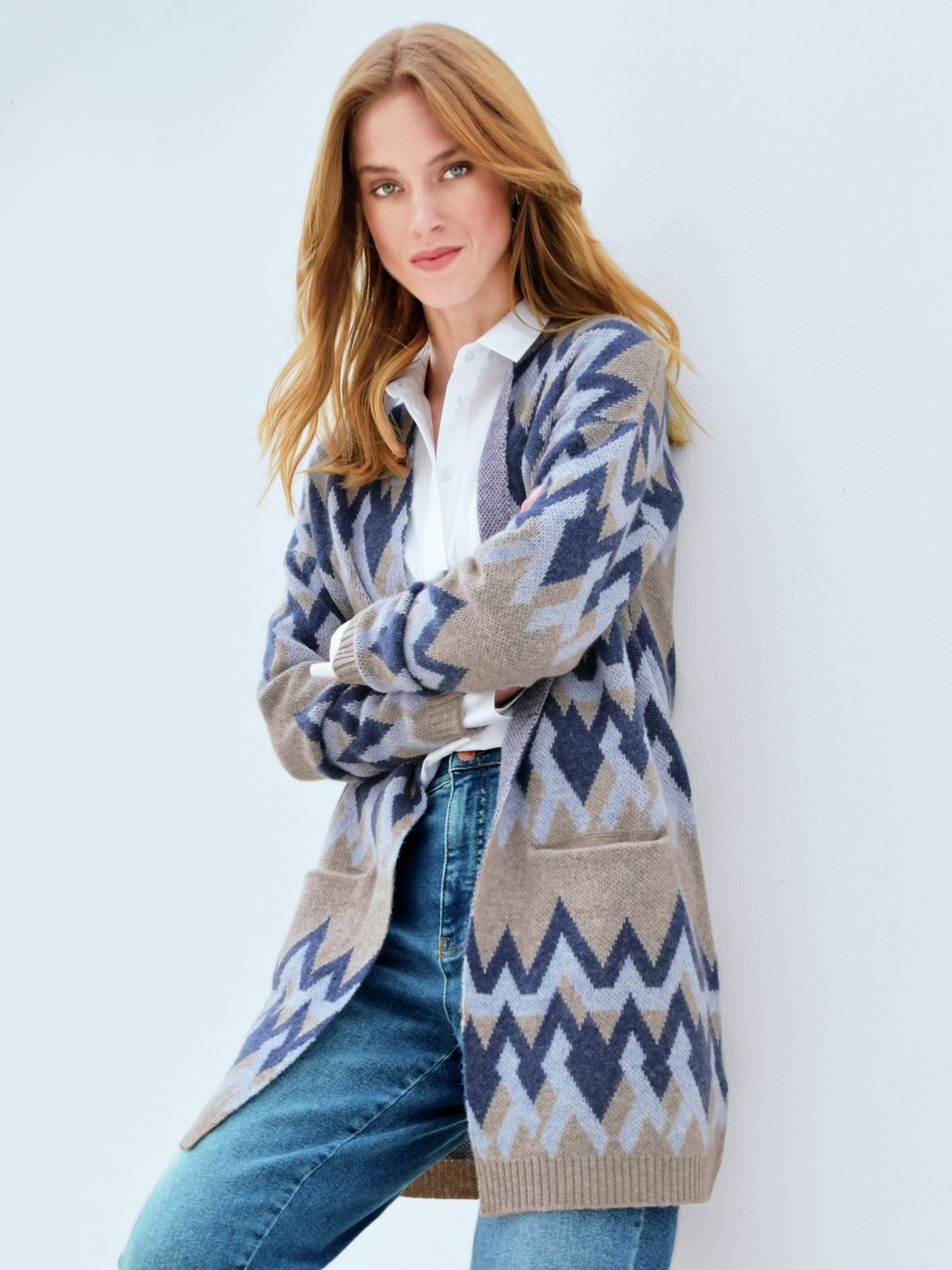 Long-Strickjacke