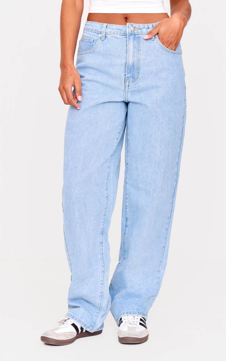 Light Blue Wash Prettylittlething Jean Boyfriend Taille Haute
