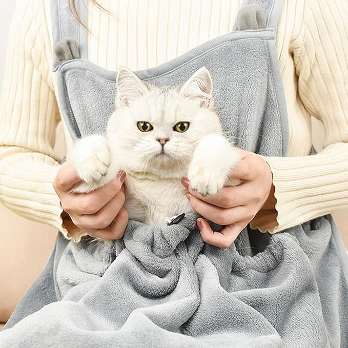(67x63cm) Haustier Träger Schürze Kuschel Beutel Transport Tasche für Katzen / Kleine Hunde - Grau