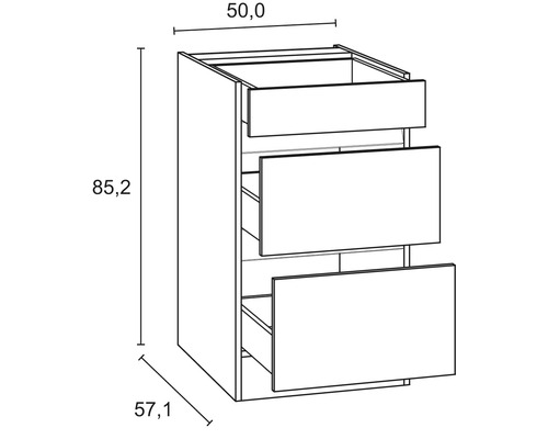 Optifit keukenblok met apparatuur Noah420 210 cm antraciet mat gedemonteerde variant omkeerbaar KMNO 212E-0+