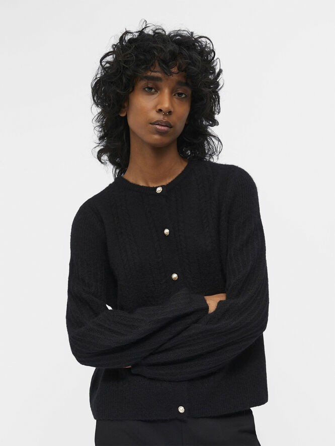 Object OBJOPHELIA L/S KNIT CARDIGAN REP Black