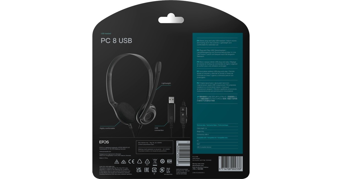 EPOSPC 8 USB on-ear headset  (Zwart)