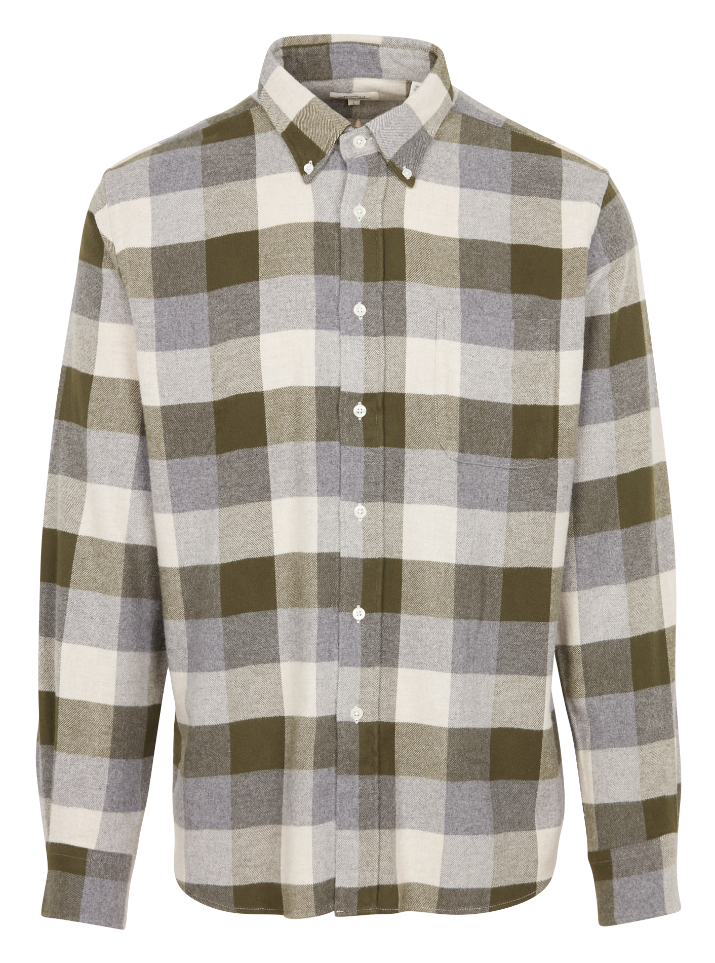 PITT - Chemise droite col classique à carreaux en coton | Vert