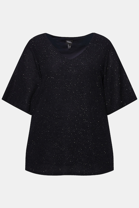 Shirt, A-Linie, Glanz-Effekt, Halbarm, gefüttert