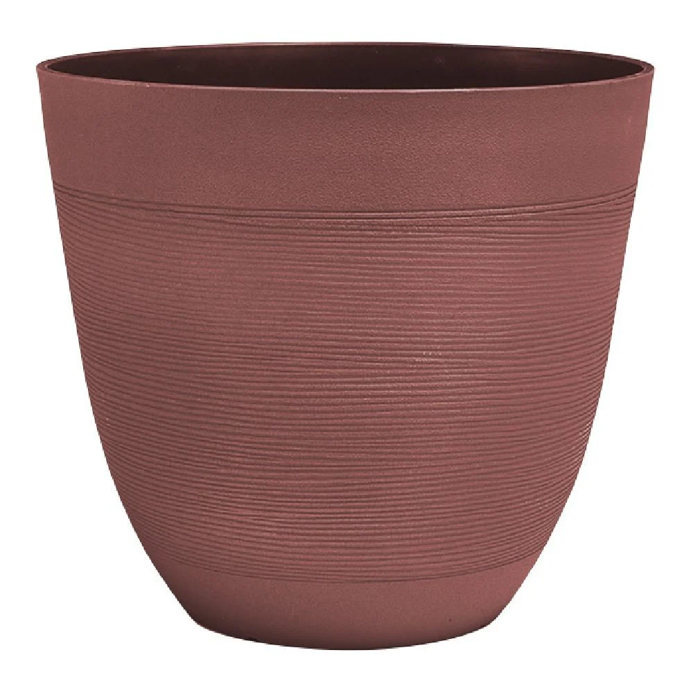 Cache pot plastique relief strié rouge terracotta petit modèle Ø30cm