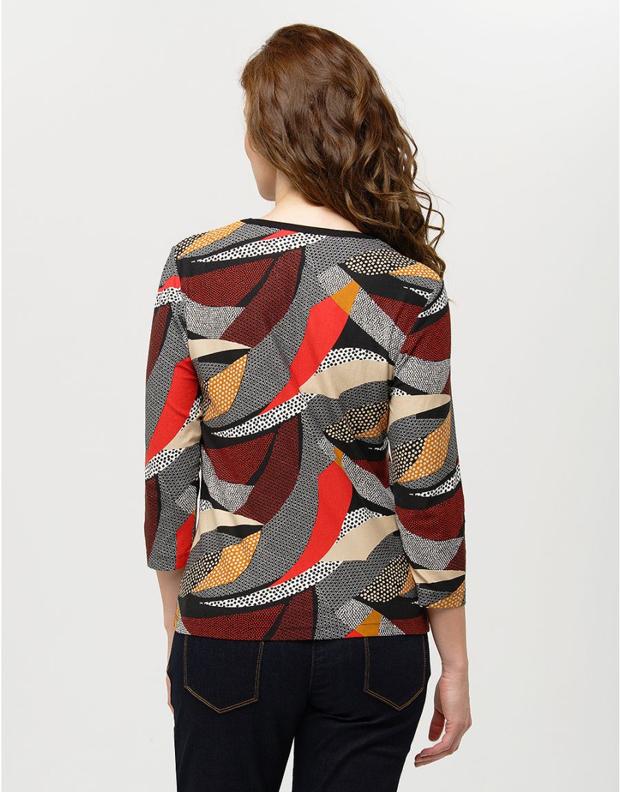 T-shirt gris rouge motifs