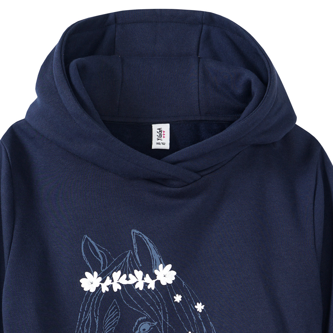 Yigga Mädchen Hoodie mit Pferde-Motiv dunkelblau