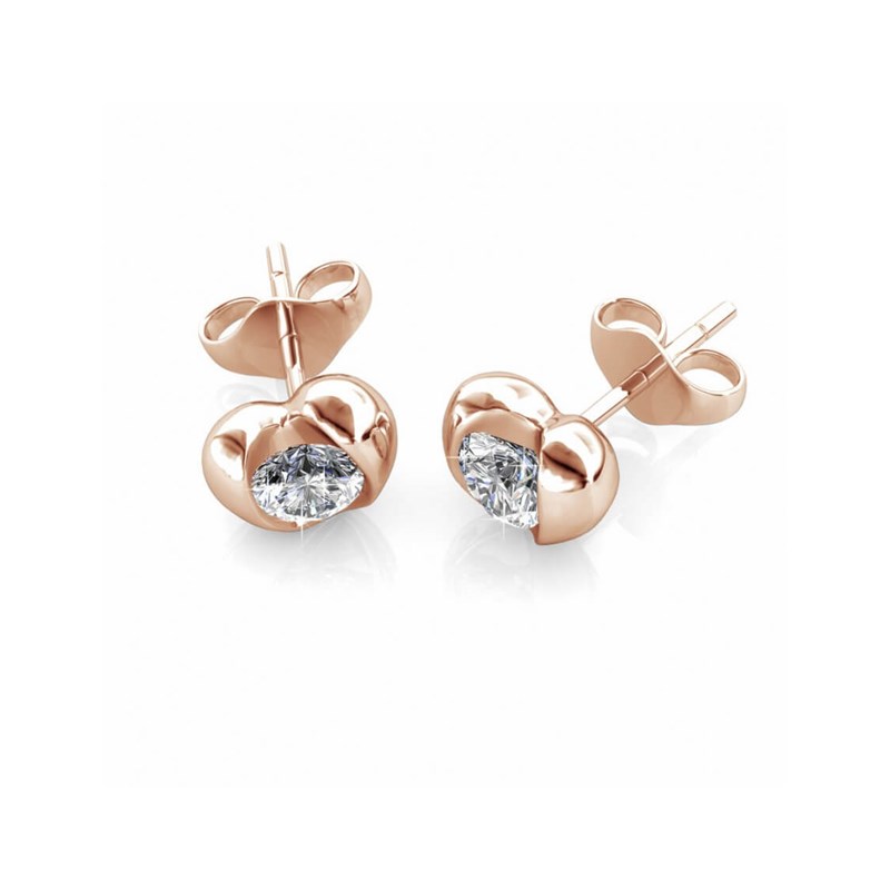 Boucles d'oreilles Simply Love - Or Rosé et Cristal