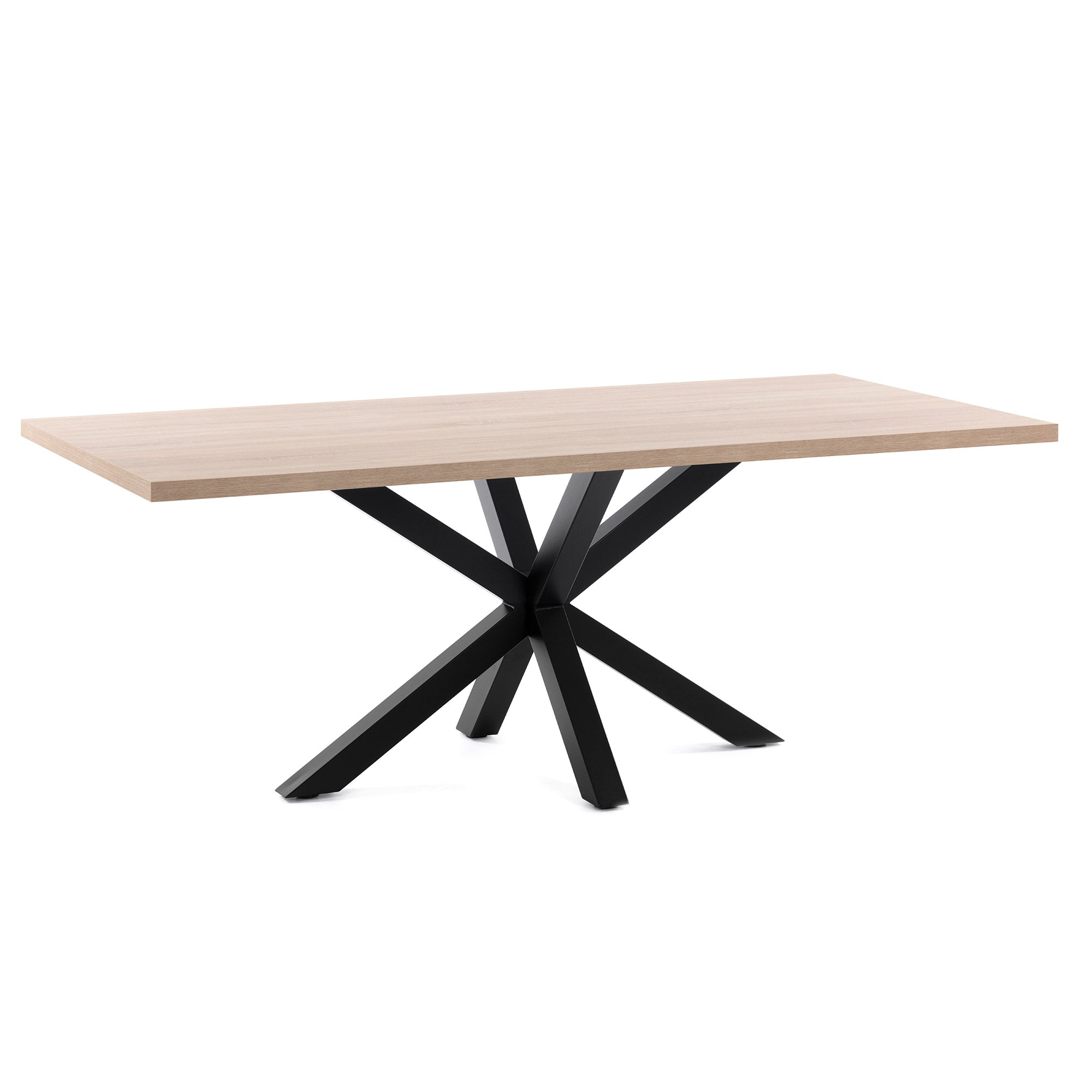 Kave Home Argo Eettafel - 200 x 100 cm - Eiken / Zwart