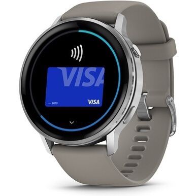Montre connectée Garmin Venu 4 noir et silver - bracelet silicone gris - 45mm