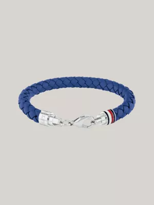 Pulseira icônica de couro trançado azul