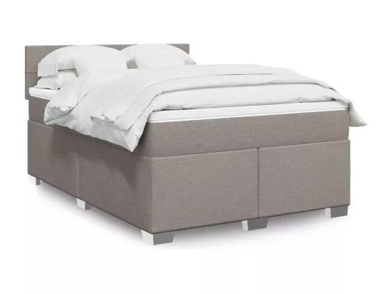 Sommier à lattes de lit avec matelas Taupe 160x200 cm Tissu