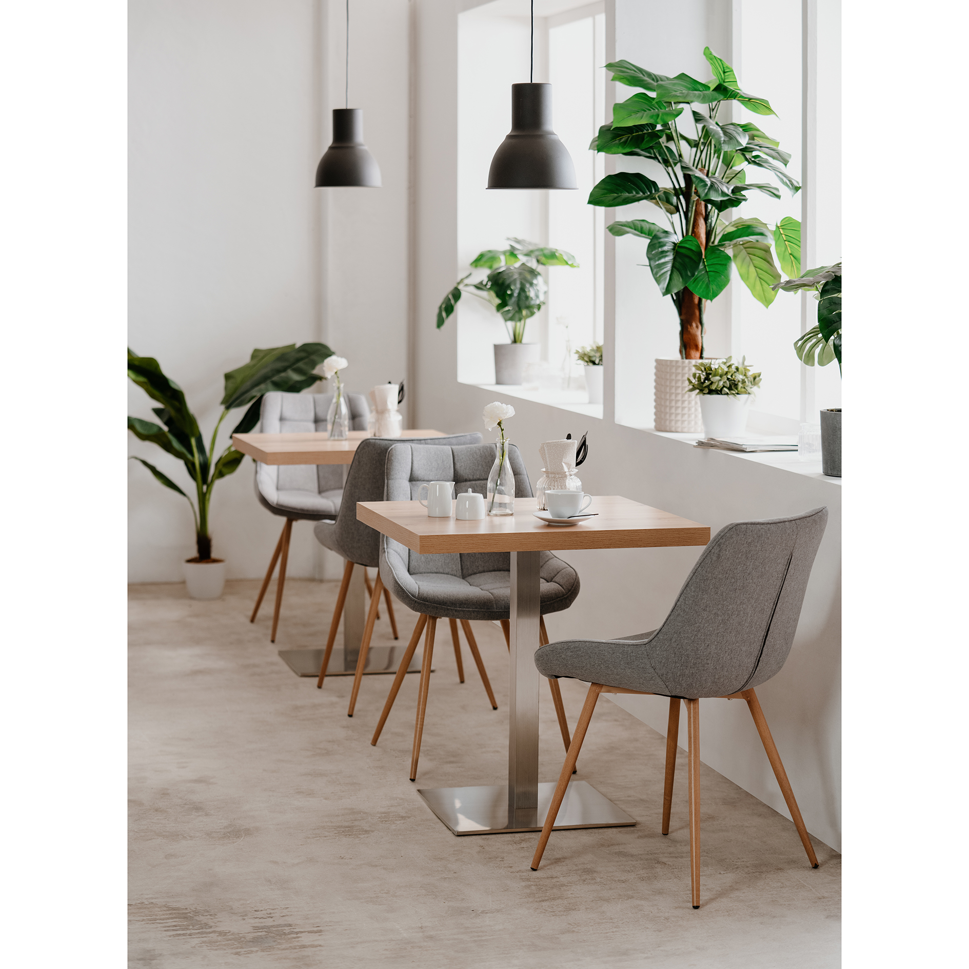 Bartisch QUADRATO - Artisan Eiche - Edelstahl - Säulengestell