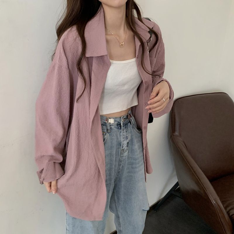 Pinatra - Effen oversized losvallend overhemd