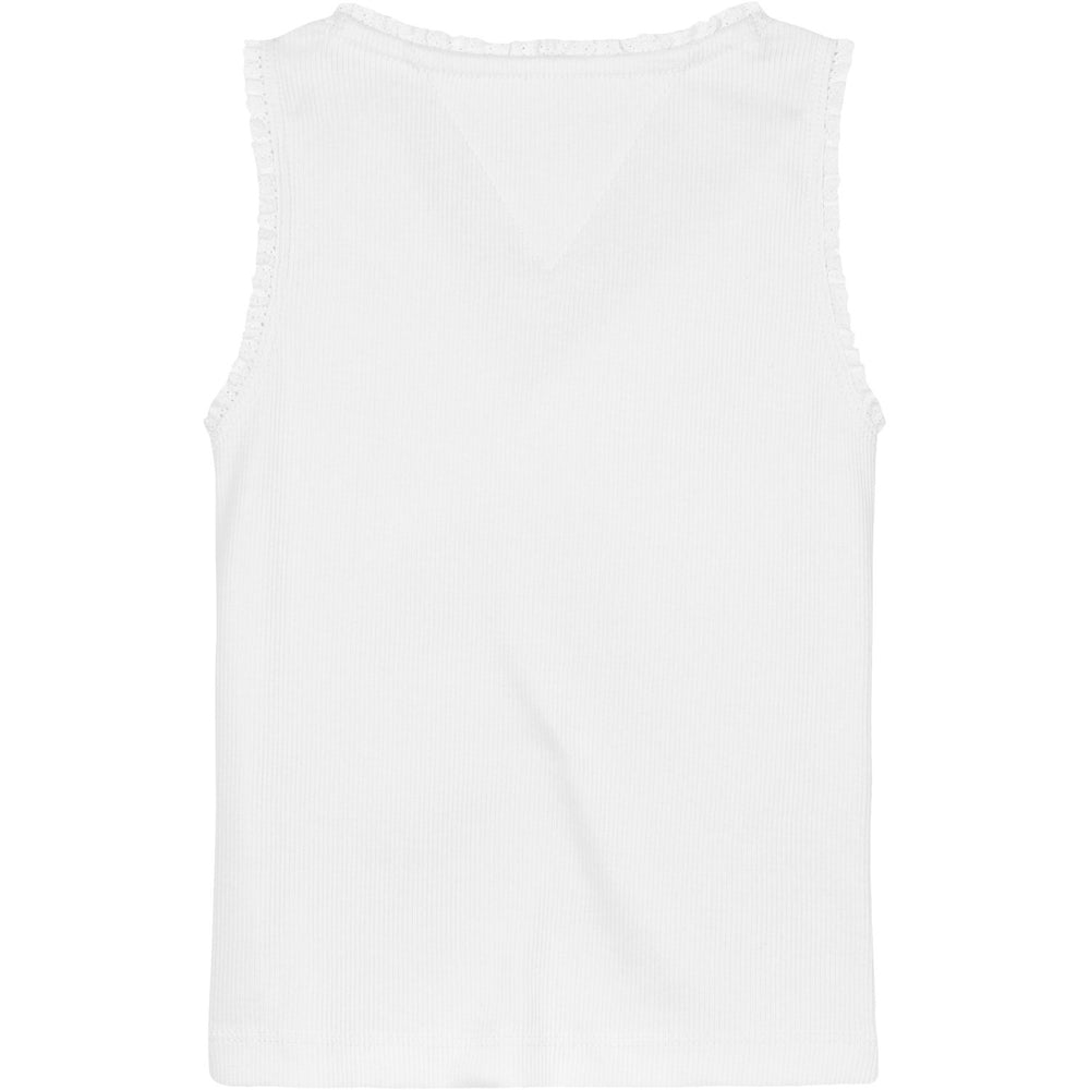 Køb Tommy Hilfiger White Essential Rib Lace Tank Top
