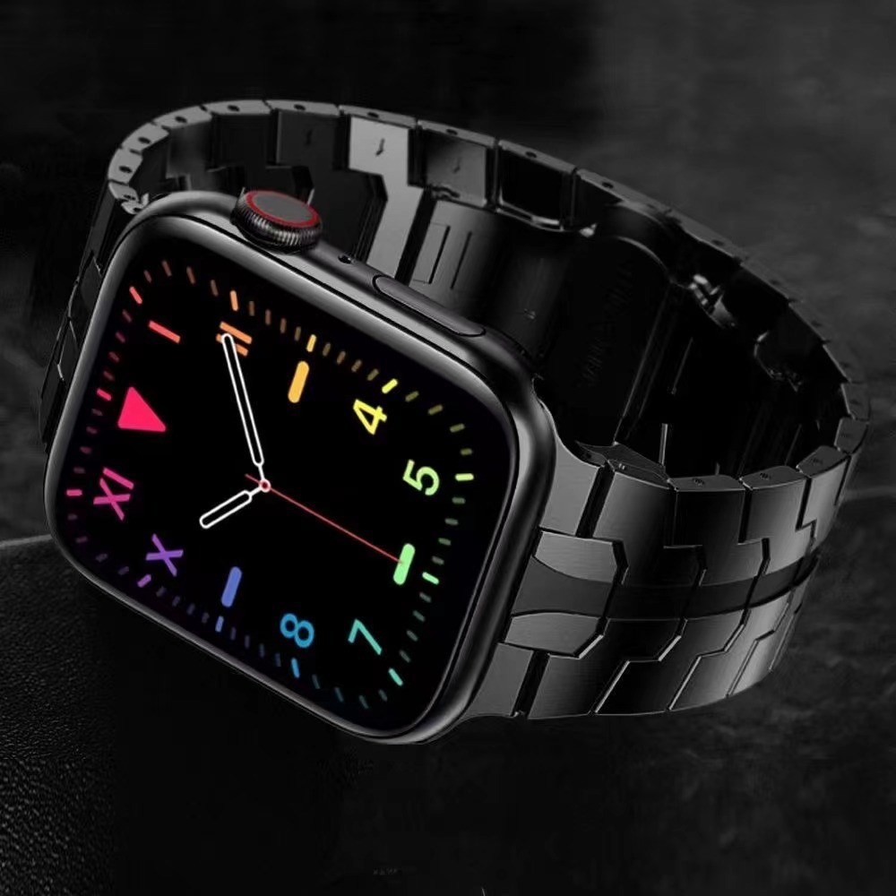 Apple Watch (49/46/45/44 mm) Edelstahl Butterfly Schmuckarmband mit Faltschliesse - Schwarz