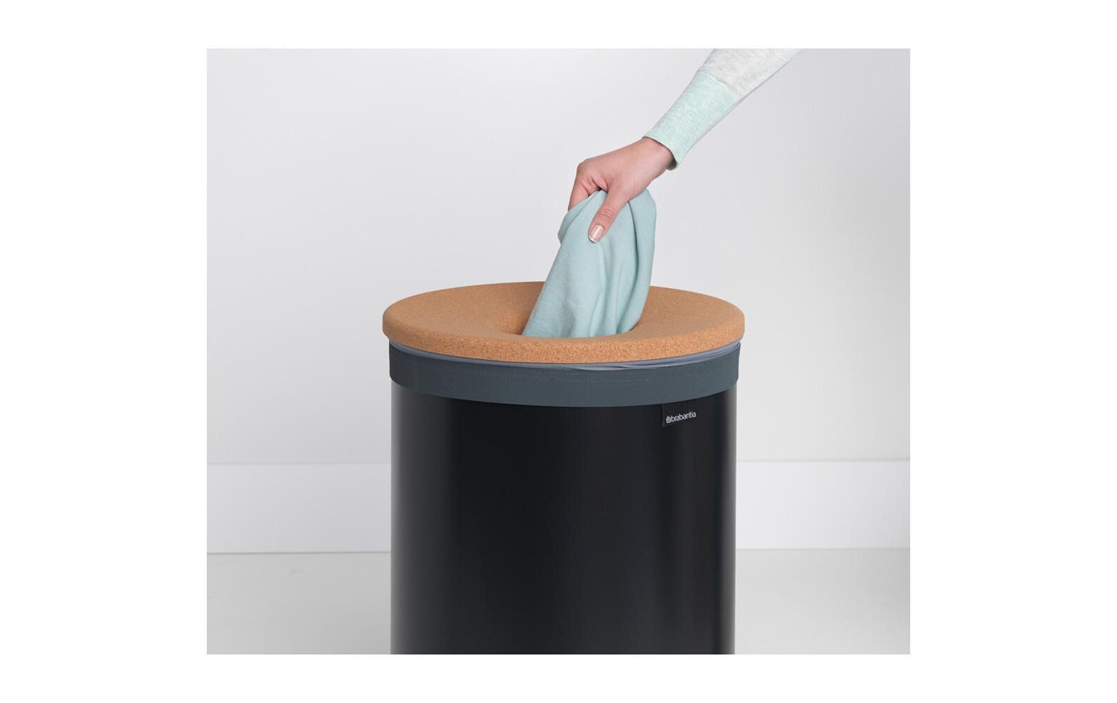 Wäschesammler mit Korkdeckel, 60 Liter, Schwarz<br>Wäschesammelbox