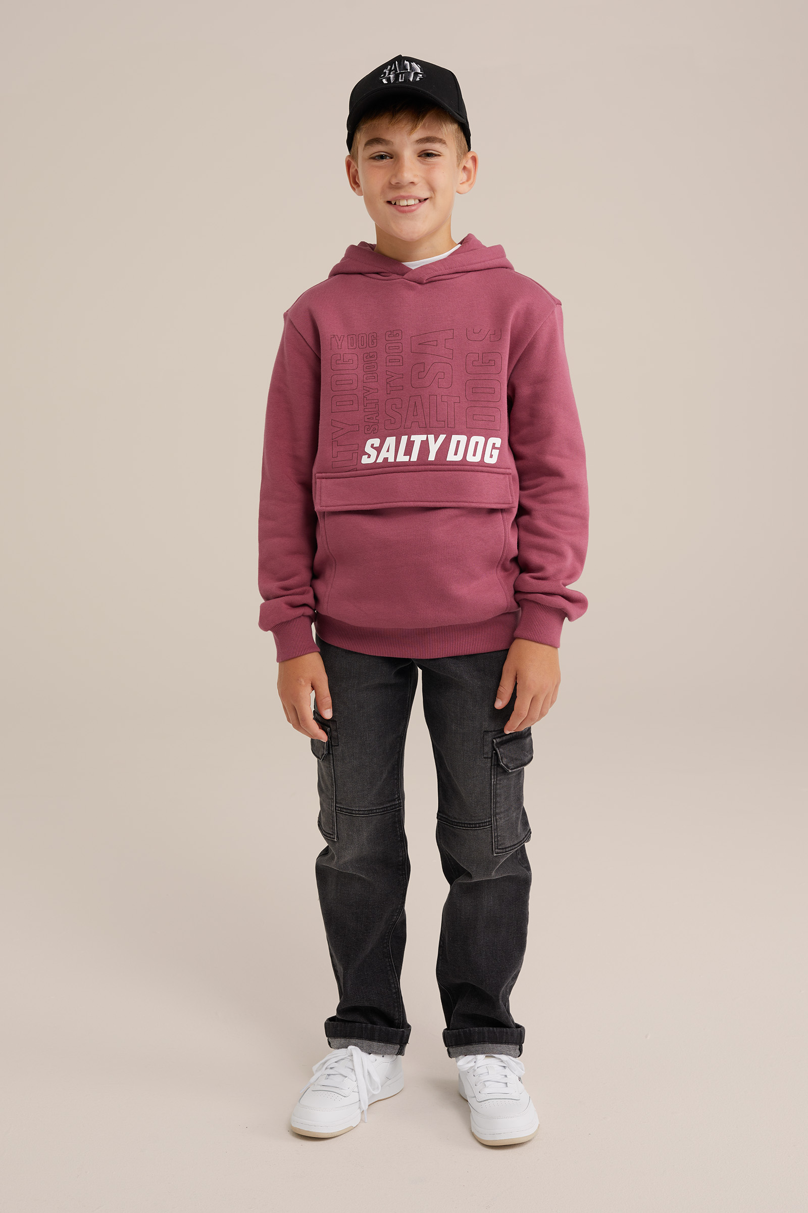 Jongens hoodie met opdruk Salty Dog Oudroze