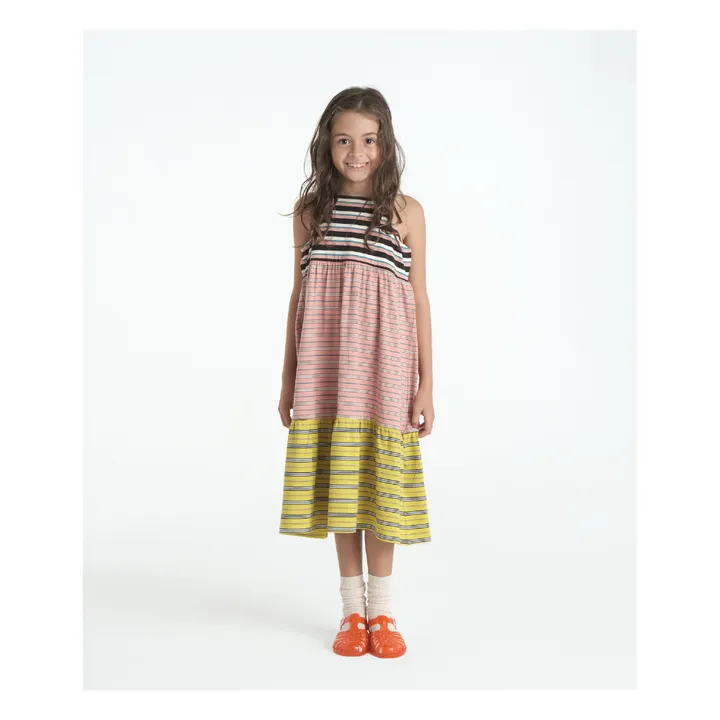 Esther Robe Rachel Rayée Coton Bio | Corail