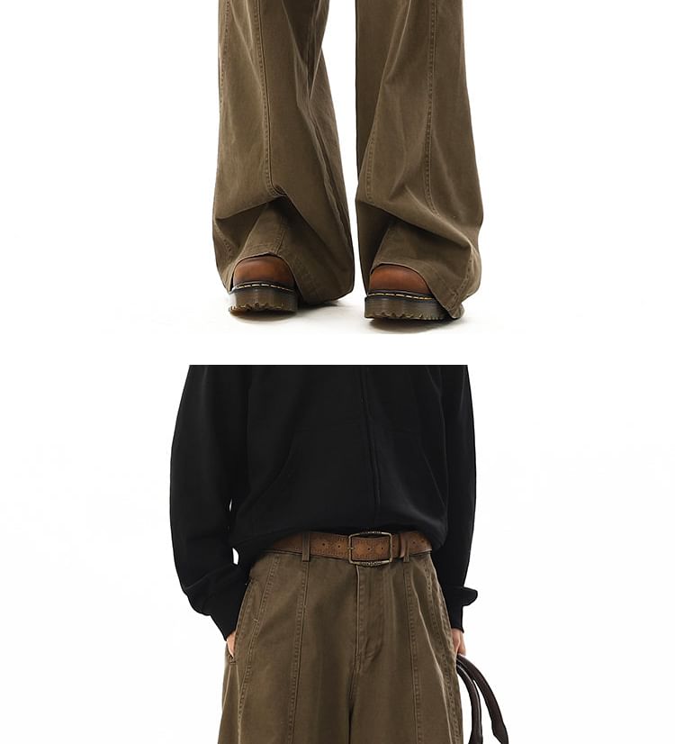 VEAZ - Mid Rise Plain Wide Leg Broek