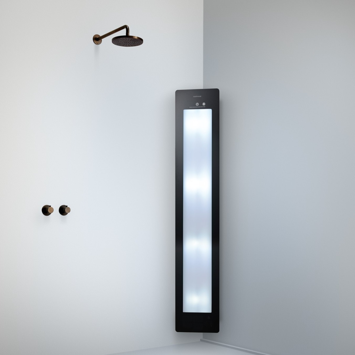 Sunshower Round Plus Large Black infraroodlamp en UV 33x185x10cm hoekopbouw