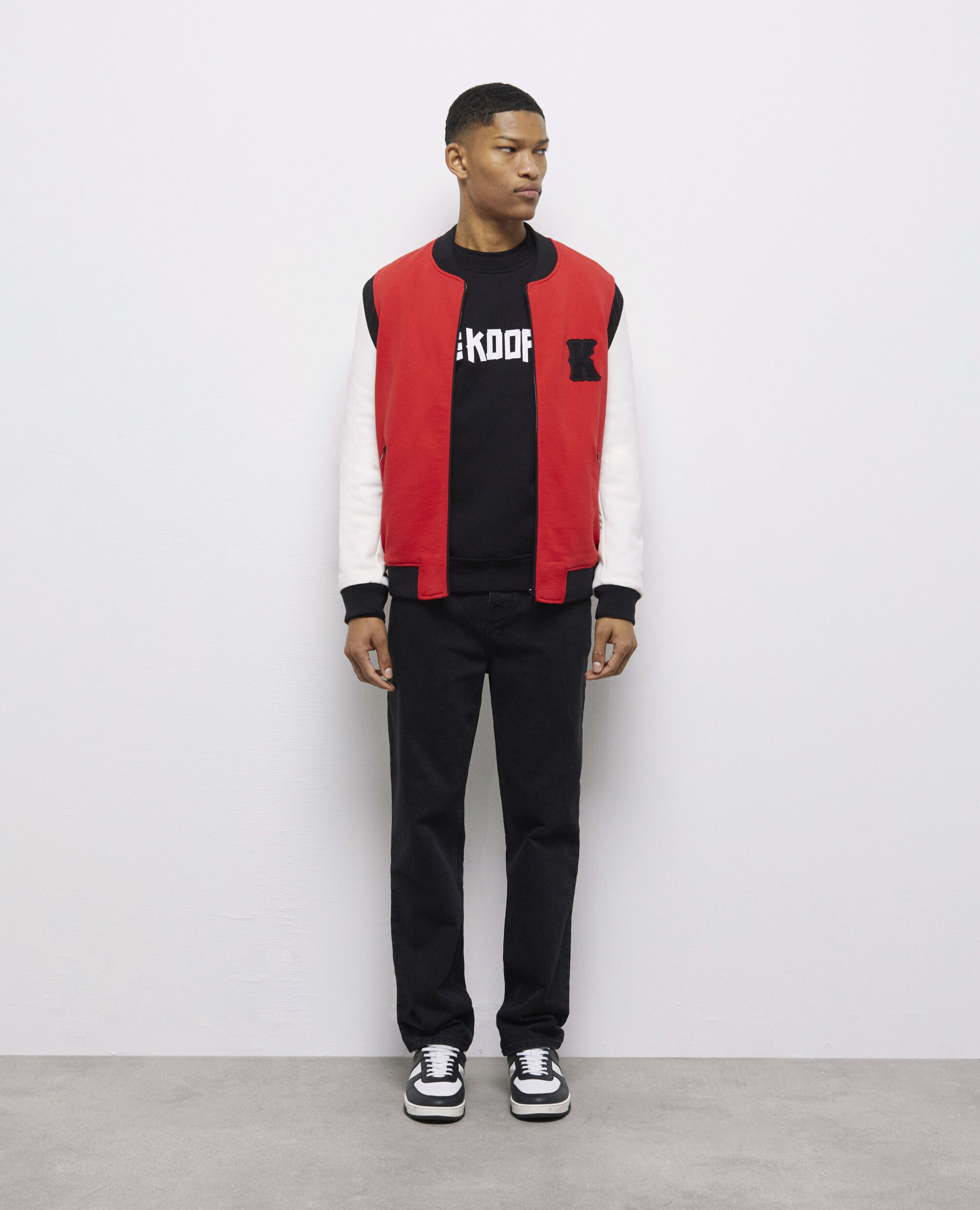 Blouson avec cuir et broderies