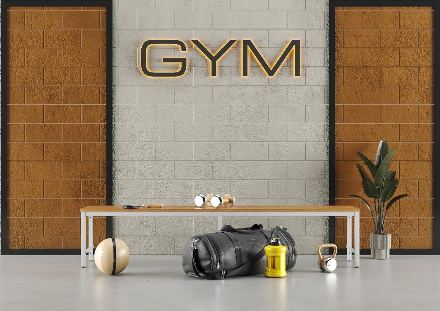 furni24 Sitzbank für Umkleideräume BxHxT: 200x42x40 cm, Umkleidesitzbank, Umkleidebank, Garderobenbank, Sportbank, Bank mit Echtholz für Fitnessstudio