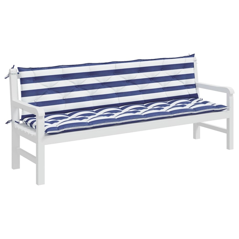 Coussins de banc de jardin lot de 2 rayures bleues et blanches