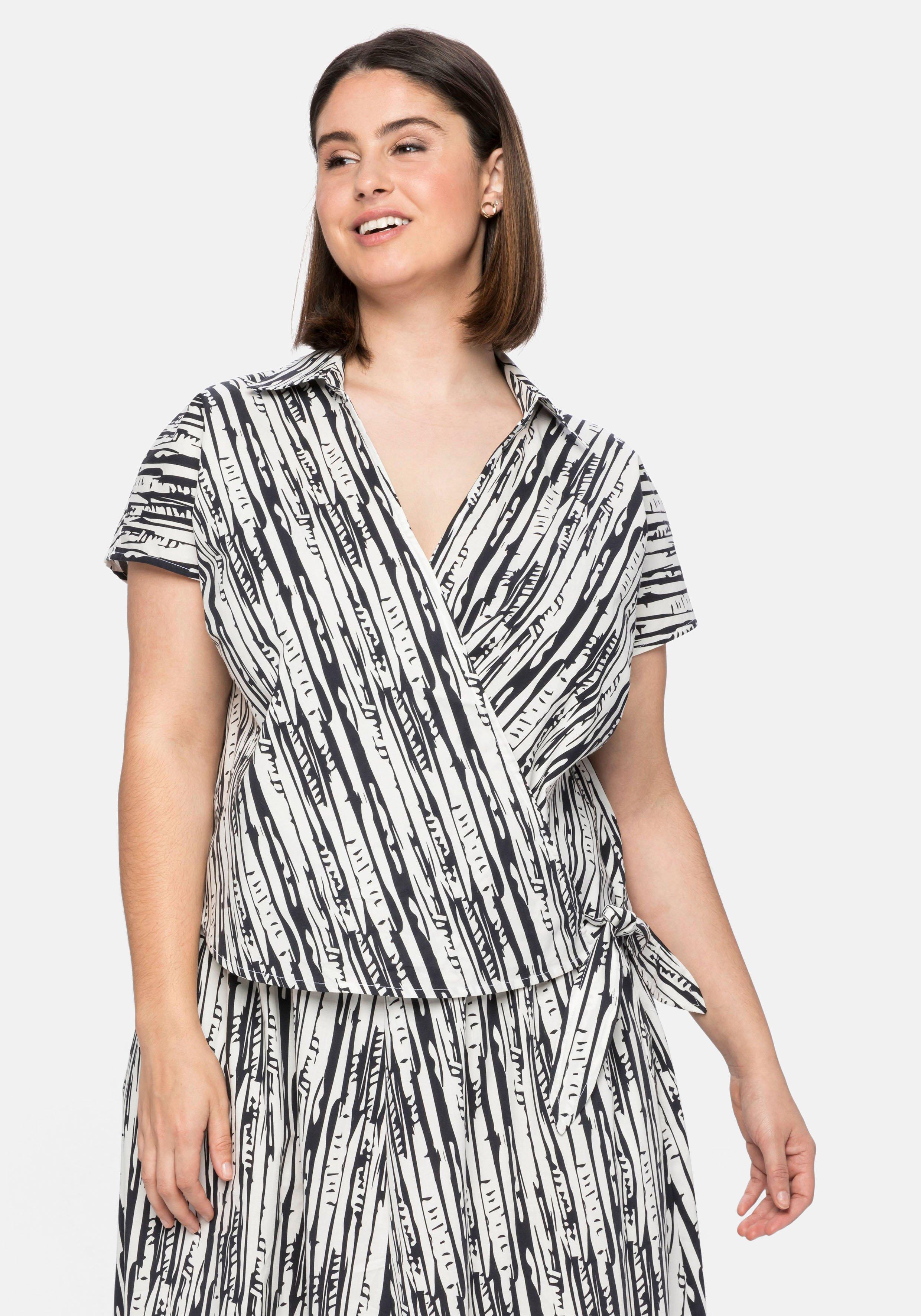 Bluse in Wickeloptik mit Bindeband