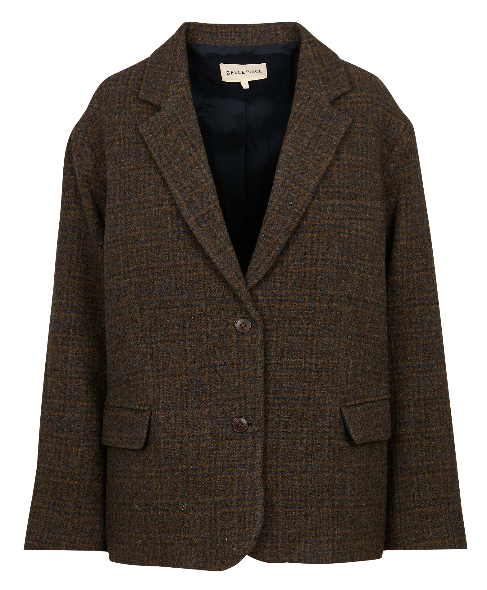 LONDON - Blazer ample en coton et lin mélangé | Bleu