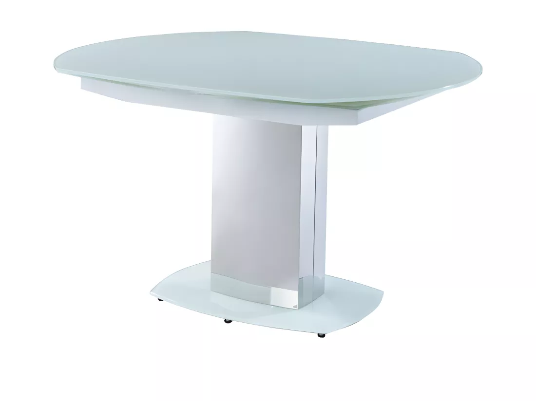 Table à manger extensible TALICIA - Verre trempé & métal - 6 à 8 personnes - Coloris Blanc
