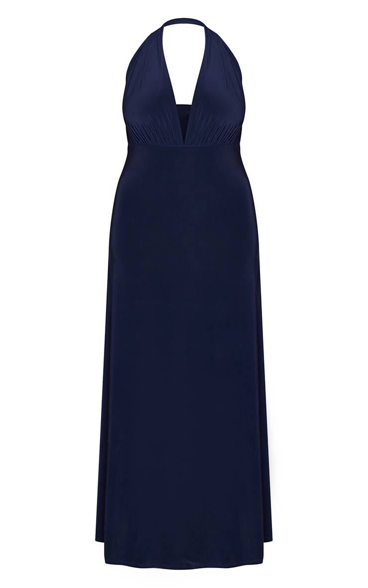 Bleu Marine Robe Maxi Multiposition En Tissu Slinky Grande Taille