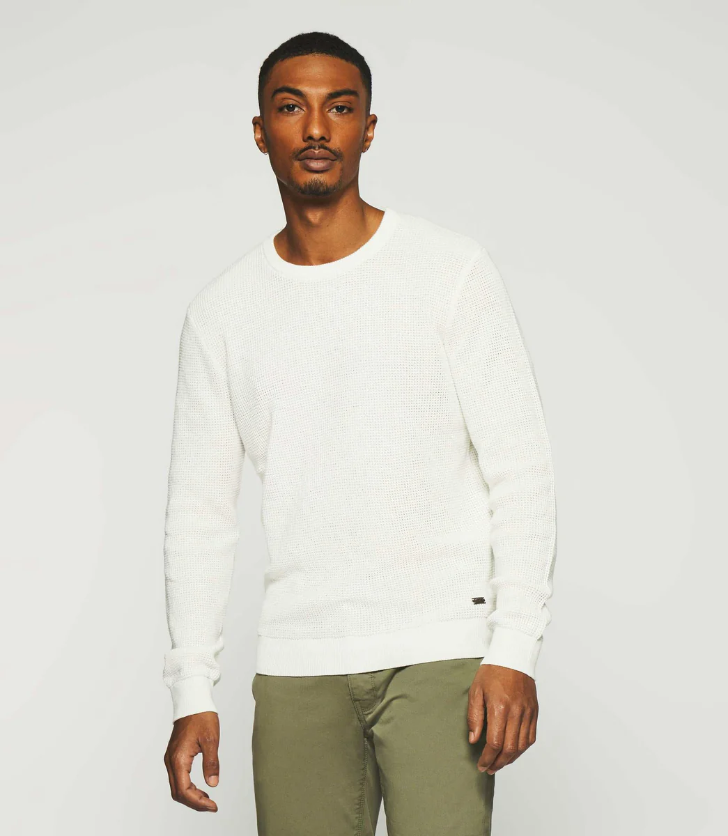 Pull col rond en coton écru DJANGO