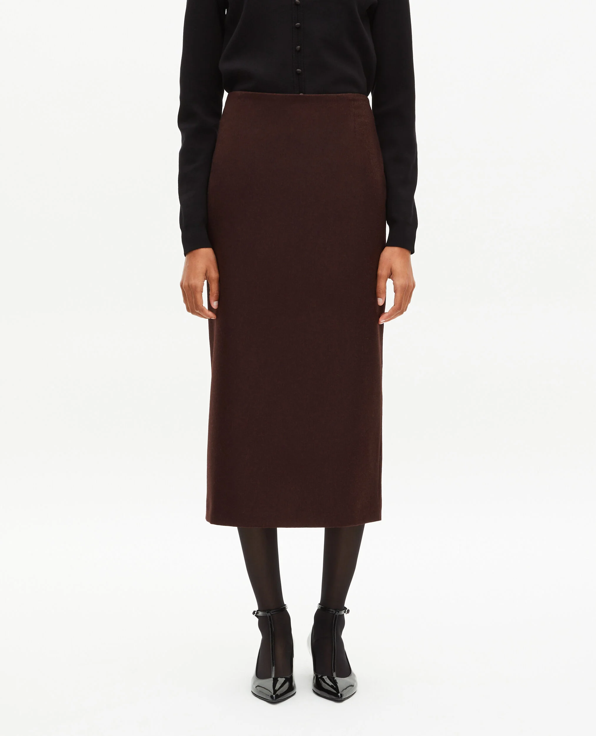 Jupe longue crayon marron