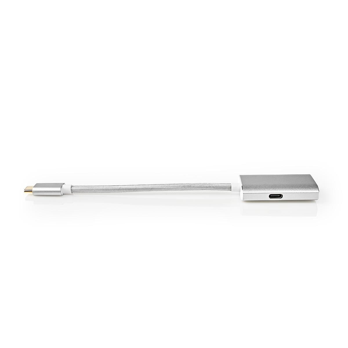 Nedis USB-C™ Adapter | USB 3.2 Gen 1 | USB-C™ Hann | HDMI™ Output | 4K@60Hz | Power delivery | 0.20 m | Rund | Gull belagt | Flettet / Nylon | Sølv | Deksel Vindusboks