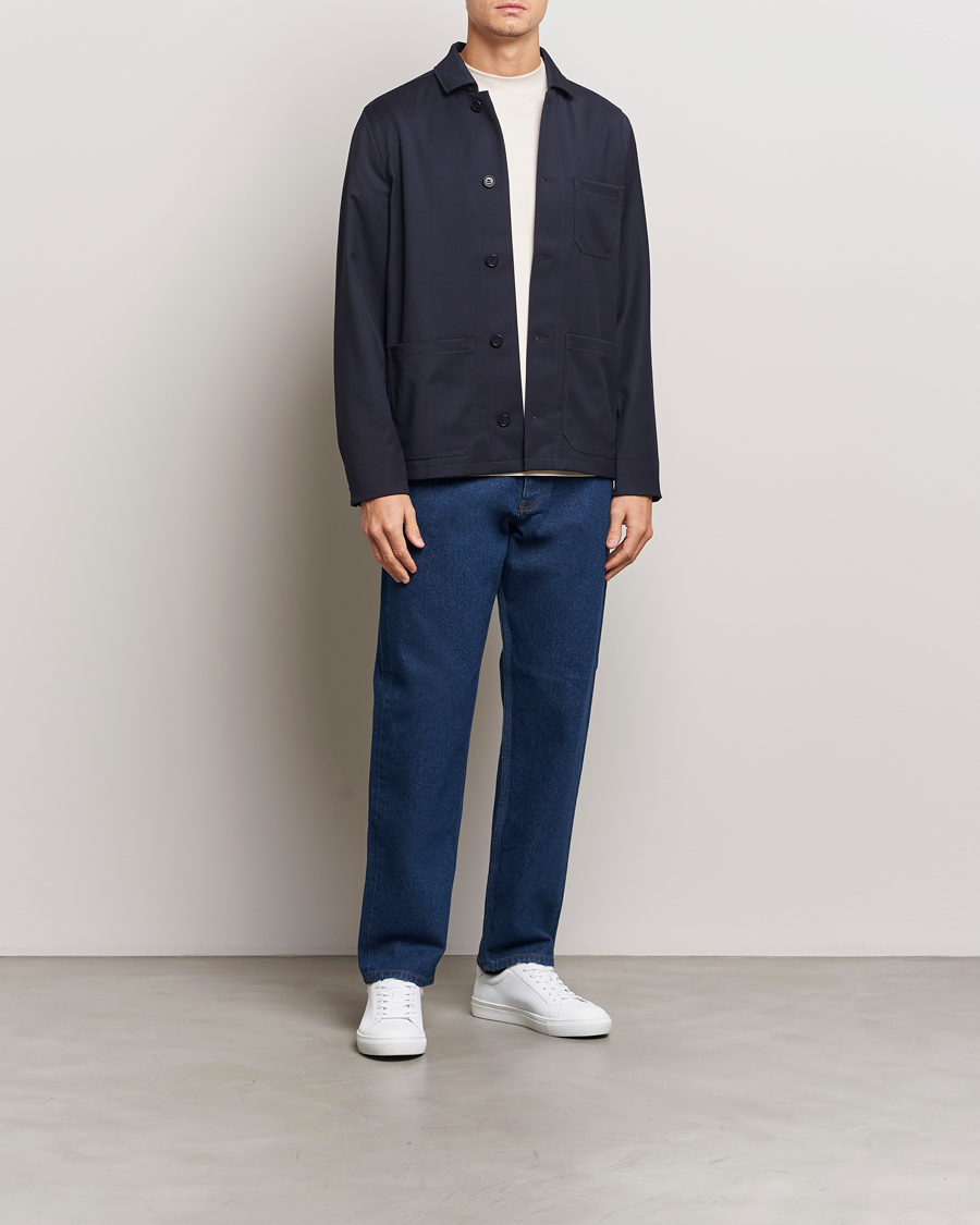 Filippa K Louis Wool Gabardine Shirt Jacket Navy