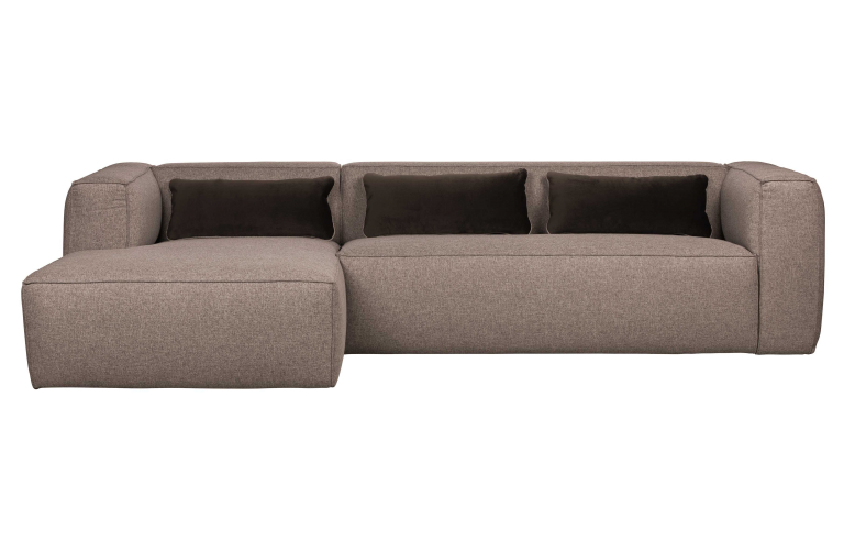 WOOOD Bean bank met chaise longue links lichtgrijs gemeleerd