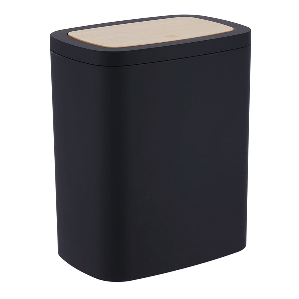Poubelle rubber façon bambou noir 5L