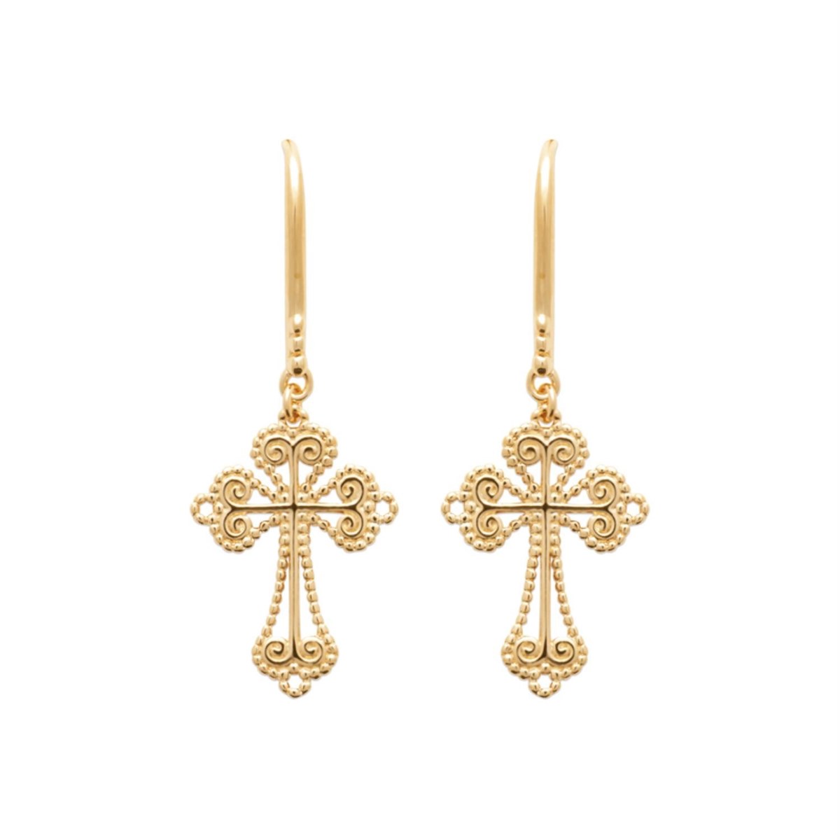 Boucles d'oreilles croix tréflée Plaqué OR 750 3 microns