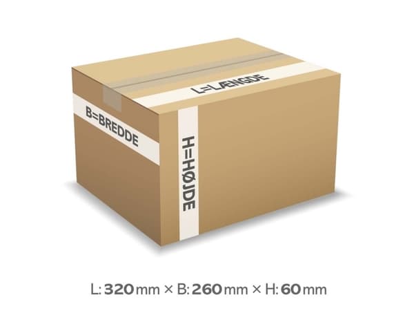 Bølgepapkasse F0201 320x260x60mm 1230 - 5L - 4mm - (25 stk.)