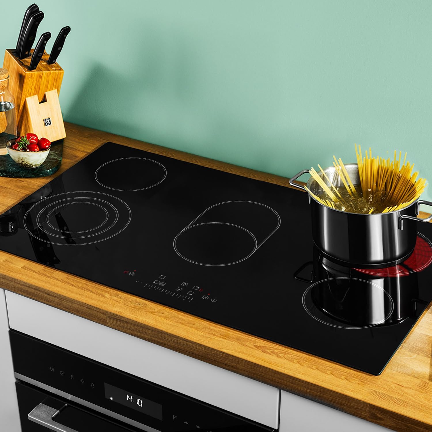 KKT KOLBE Glaskeramik Kochfeld 90 cm | Autark | 8,7 kW | 5 Zonen | 9 Stufen | Bräterzone | Dreifachzone | Rahmenlos | Timer | Restwärmeanzeige | CH9005RL