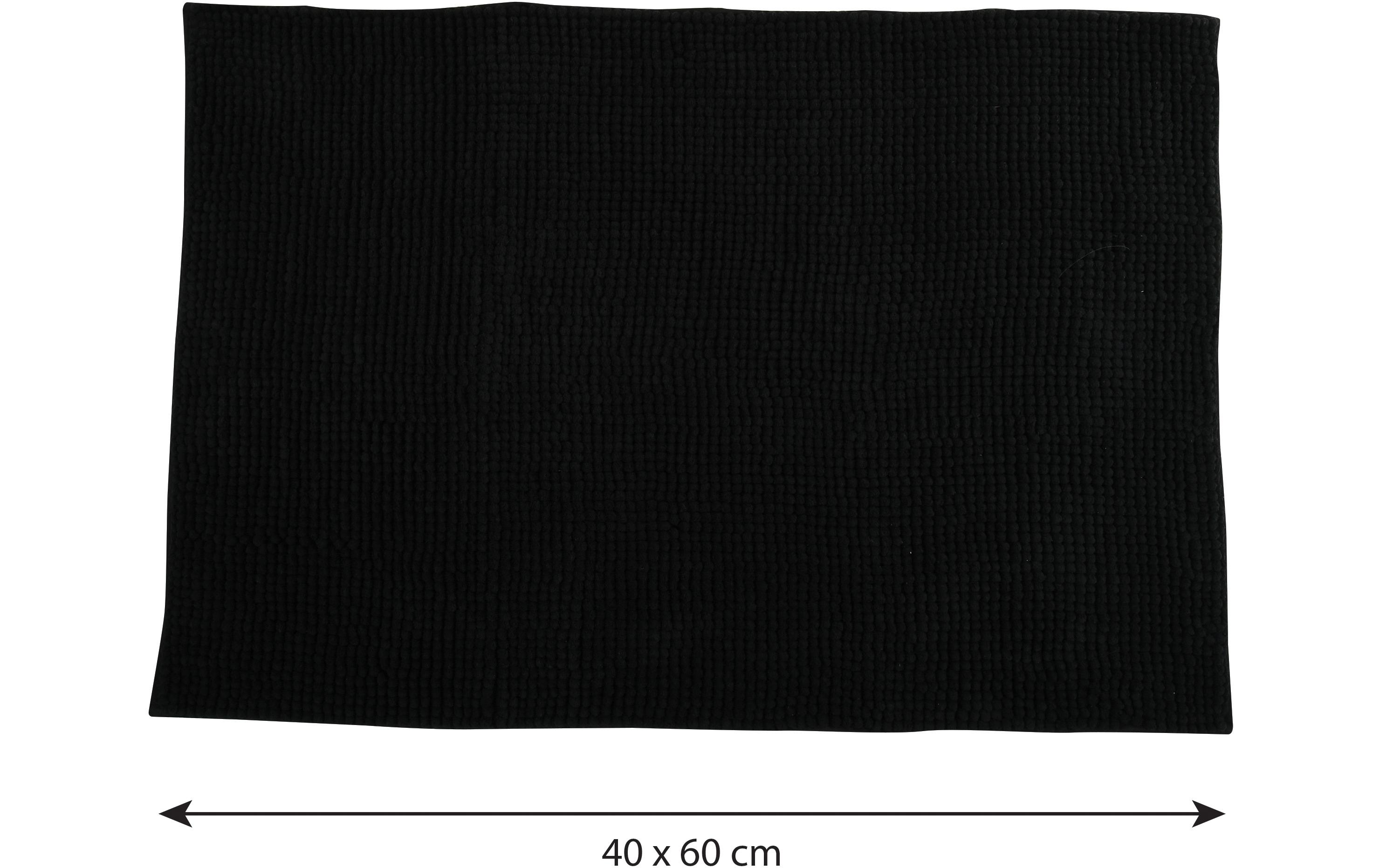 Badteppich Chenille 40 x 60 cm, SchwarzBadematte mit rutschfester Unterseite