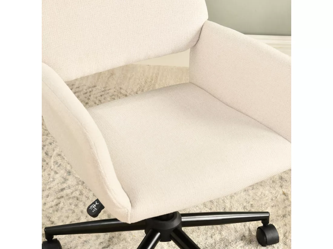 URBAN MEUBLE Chaise de bureau scandinave tissu beige pivotante hauteur réglable et 5 roulettes