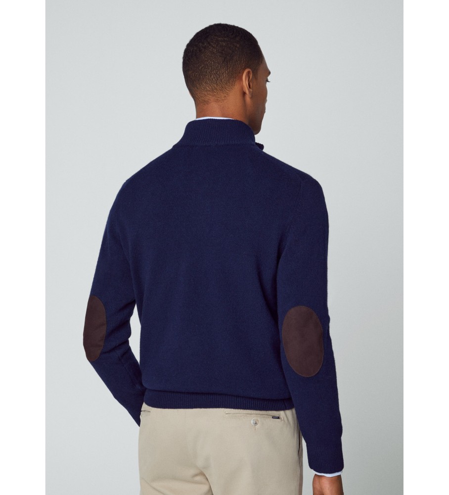 Camisa Hackett da Lana Lambswool Hzip Marino