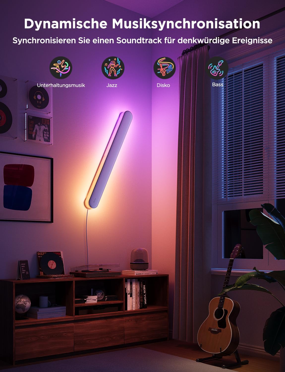 Govee RGBICW Wandleuchte Innen, Smart Wandlampe Kompatibel mit Matter, Alexa & Google Assistant, 1200lm LED Wandleuchte, Musik Sync, Indirekte Beleuchtung für Wohnzimmer, Treppe, Flur, 1 Stück