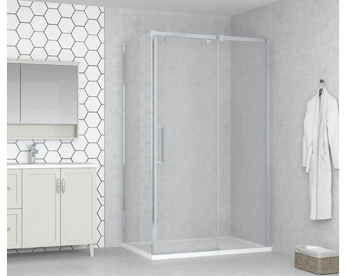 form&style schuifdeur MODENA 100 cm profiel chroom helder glas vuilafstotende glascoating deurscharnier rechts
