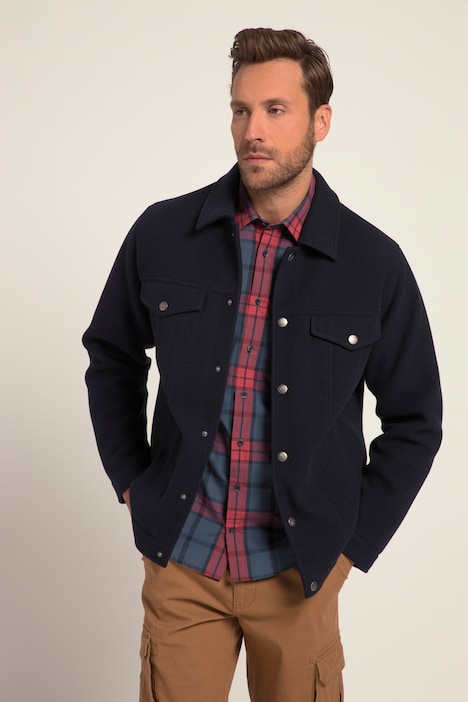 Jacke, Truckerstyle, Wolloptik, Druckknöpfe, Klappentaschen, bis 8 XL