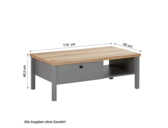 HOMESTYLE4U - Meuble de rangement enfant Table basse de bois 110x60 cm grise